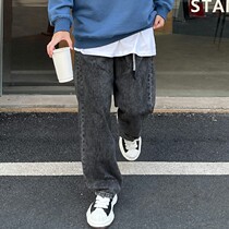 Spring Black Straight Cylinder Tooling Jeans Neutral Wind Male And Female Loose Tide Cards Long Pants and Pants Pants Pants Tide Delivery Belts