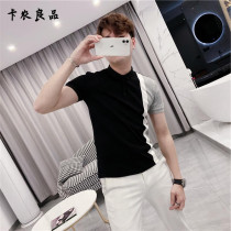 European Station Tide 2021 new summer Korean version color short sleeve slim T-shirt men polo shirt lapel collar shirt