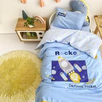 Class A long-staple cotton cotton cloth embroidered childrens kit kindergarten quilt three-piece nap set six-piece space rocket