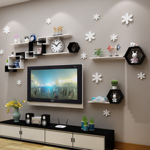 Wall shelf wall hanging modern simple film and television Wall living room wall creative Plaid background wall TV wall decoration