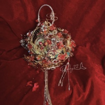 Fuyao bride custom Chinese craft flower hand carrying flower heavy industry Dragon Phoenix Red Gold
