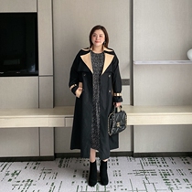 Miss meat big size womens fat mm autumn dress fashionable Foreign color color long trench coat coat Korean version loose coat