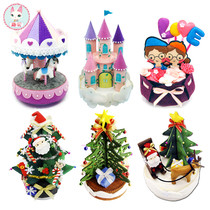 Non-woven handmade diy material bag carousel music box ornaments cut-free Christmas gift