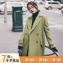 Woolen coat new autumn water corrugated woolen coat wool double-sided woolen cloth long loose cashmere coat women