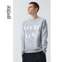 Satiny mens sweater round collar letter printed casual stitch sweatshirt winter minimalist warm up to undershirt tide