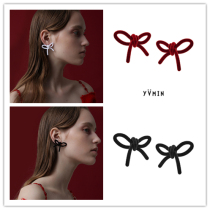 Song Zuer the same YVMIN You Mu x SHUSHU TONG bloodthirsty girl velvet bow stud earrings