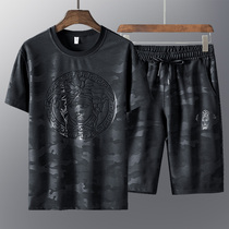 Suit Mens Summer Plus Fat Plus Big Code Big Fat Sub Black Camouflak Clothing Summer Clothing Casual Boomer Short Sleeve Sports Brands