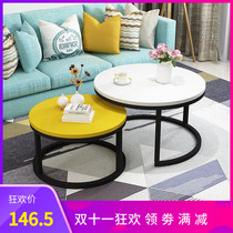 Nordic coffee table simple modern small apartment tempered glass bedroom home simple round living room balcony small coffee table