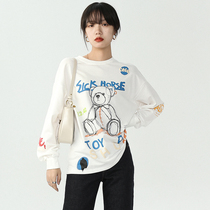 Loose casual Joker sweater women 2021 early spring new graffiti print pullover coat tide ins