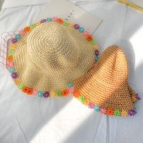 Yayafeng colorful flower foldable straw hat female summer sun hat hipster beach hat seaside sunscreen