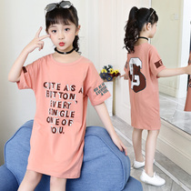 Childrens clothing 2021 Summer clothes new foreign air T-shirt CUHK Scout medium long version Korean version pure cotton beating undershirt dress child