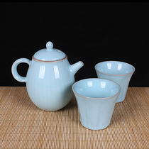 Ru Porcelain Tianqing Enamel tea set Provincial ceramic art master Wang Zhenyu Origin Ru Kiln boutique