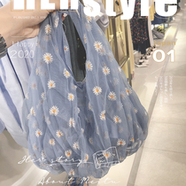 Little red book 2020 spring and summer new mesh embroidery little Daisy cute hipster fairy shopping bag Hand bag bag