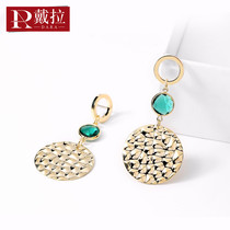 Dela 925 silver pin personality geometry advanced sense earrings female long temperament will move earrings nail Net red ear clip