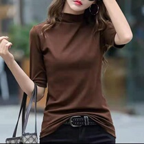  Winged bird clothing womens tops new half-turtleneck five-point sleeve bottoming shirt 2021 new western style simple and generous