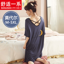 2022 New Sleeping Dress Womens Summer Thin models Modale short sleeves Loose Sleepwear Spring summer ice silk can be worn outside