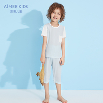 21 New products Love children boys boys 2 years old summer modal short-sleeved three-point pants suit pajamas home clothes