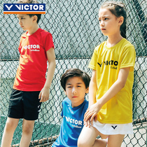 VICTOR Triumph Children Badminton Suit 82028 Female Boy Sports Short Sleeve Summer Round Collar Speed Dry Clothes