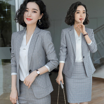 Professional suit female temperament dress high-end suit British fashion Lun style Plaid goddess Fan suit commuter work clothes