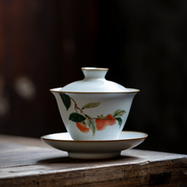 Tangdao Ru Kiln Triple cover Bowl Retro Hand Grip Jug Single Ceramic Venerable Tea Bowl Home Tea Maker Big Tea Cup