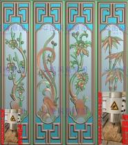 Meilan bamboo chrysanthemum four seasons flower hollow vertical door panel backrest sofa carved figure jdp relief figure Gray scale figure Wood carving figure