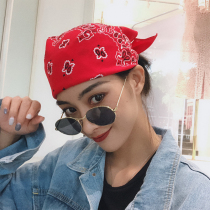 Sunflower hip hop square scarf hiphop street dance hair band Korean fashion amoeba double cashew flower variety headscarf decoration