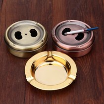  European-style retro metal stainless steel golden Internet cafe Hotel KTV hotel with cover windproof ashtray cigarette box