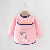 Childrens painting apron waterproof with sleeves for childrens painting spring and autumn baby male treasure female treasure childrens clothing