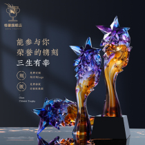 Factory direct supply glass trophy custom-made creative lettering crystal trophy high-end annual championship souvenir