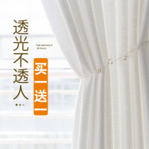 Gauze curtain translucent balcony yarn living room white hook type bay window blackout curtain window screen white gauze curtain
