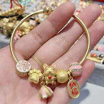 Zhou Dafu Huanmei DIY gold accessories Pink Lotus Fluffy Little Fox Series Screw Bracelet Send Girlfriend Gift