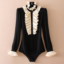 Fashion heavy industry socialite high-end professional OL shirt women's 2022 spring new Joker slim flounces one-piece shirt