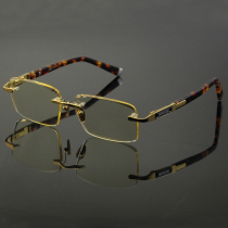 Cut Edge Natural Crystal Stone Mirror Mens Bamboo Leaf Green Crystal Sunglasses Womens Frameless flat Mirror Torik thickened