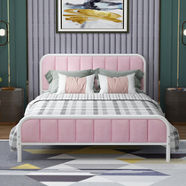 Simple soft bag iron bed modern simple double bed adult 1 8 m iron frame bed single bed 1 5 m shelf