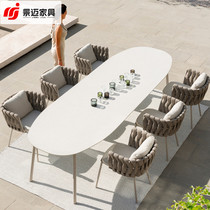 Nordic Outdoor Lincoli Table & Chair CourtyLeisure Sunshine Room Natural Rock Designer Furniture Combination