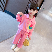 Girls suit spring and autumn 2022 new foreign style autumn style female baby net red autumn clothing childrens clothing childrens two-piece set