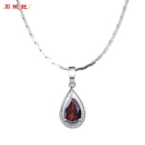 Stone Mark water drop-shaped amethyst Garnet yellow crystal necklace pendant female accessories short necklace summer