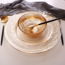 Phantom of the Opera creative gold plated glass dinner plate light luxury hotel restaurant western steak dinner plate fruit plate