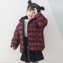 Male and female childrens down jacket short anti-season clearance childrens plaid down jacket small child baby down jacket childrens clothing