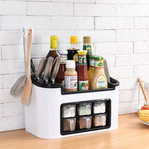 Kitchen seasoning bottle holder wall hanging non-perforated multifunctional seasoning box salt sugar chopsticks spoon Knife holder storage f