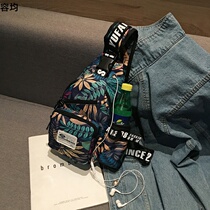 Chest bag ladies Korean fashion chest shoulder bag casual canvas womens bag shoulder bag running bag Sports small backpack bag