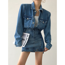 ACUP denim jacket female 2021 Spring and Autumn New European and American style design sense niche bombing street loose short coat tide