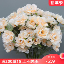 Simulation flower hibiscus rose high-end bouquet wedding silk flower red champagne flower art wedding hall decoration flower arrangement