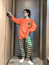 Japan you gelato pique pajamas women autumn color smiley face women cotton striped home suit