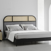 Nordic solid wood double bed home bedroom 1 5 m single bed modern minimalist creative rattan bed bed 1 8 m wedding bed