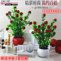 Simulation green plant potted lucky fruit tree bonsai Artificial plastic fake flower living room bedroom windowsill home decoration ornaments