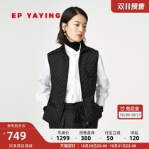 EP YAYING YAYING womens black diamond-shaped frame wool-blend cold-proof vest autumn and winter New M005A