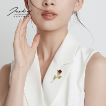  Rose flower brooch ins trendy personality Korean wild atmosphere luxury high-end suit pin accessories corsage female