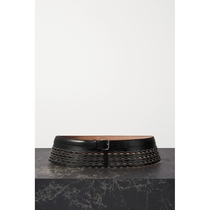 Classic paragraph] Alaïa female black rivet carved leather waist belt NAP quite