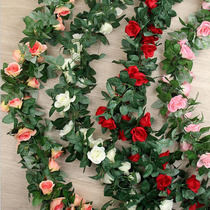 False flower plant simulation rose rattan plastic wedding pendant winding vine decoration green wall